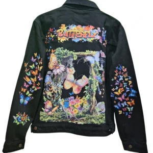 Vintage Butterfly Customised Denim Trucker Jacket – S-XXL