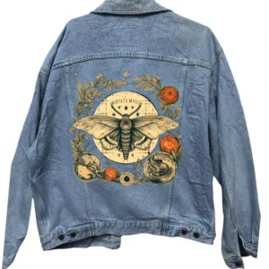 Vintage Bohemian Moth Denim Trucker Jacket – Hand-Customised