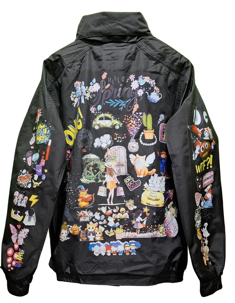 Vintage Hello Spring Fleece-Lined Bomber Jacket – Custom Design