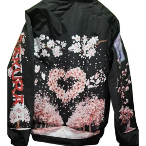 Japanese Sakura Fleece-Lined Bomber Jacket – Custom Design
