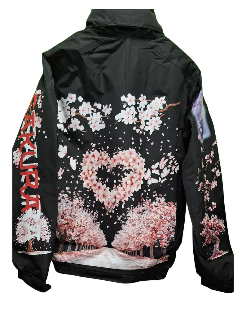 Japanese Sakura Fleece-Lined Bomber Jacket – Custom Design