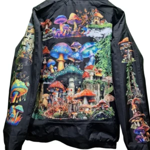 Mushroom Fleece-Lined Bomber Jacket – Custom Winter Design