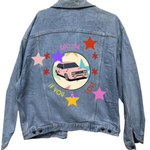 Vintage “Call Me” Denim Trucker Jacket – Customised Design