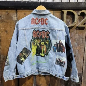 Vintage AC/DC Denim Trucker Jacket – Hand-Customised