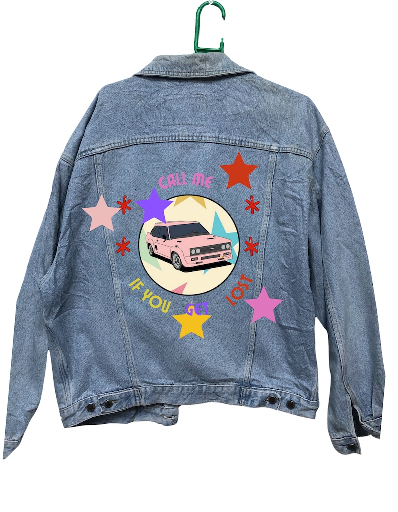 Vintage “Call Me” Denim Trucker Jacket – Customised Design