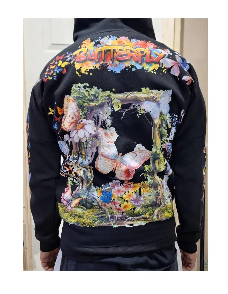 Butterfly Customised Graphic Hoodie – Unisex Heavyweight Streetwear - Image 2