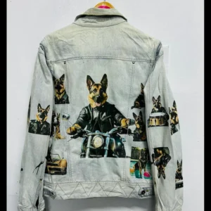 German Shepherd Customised Vintage Denim Trucker Jacket – S-XXL
