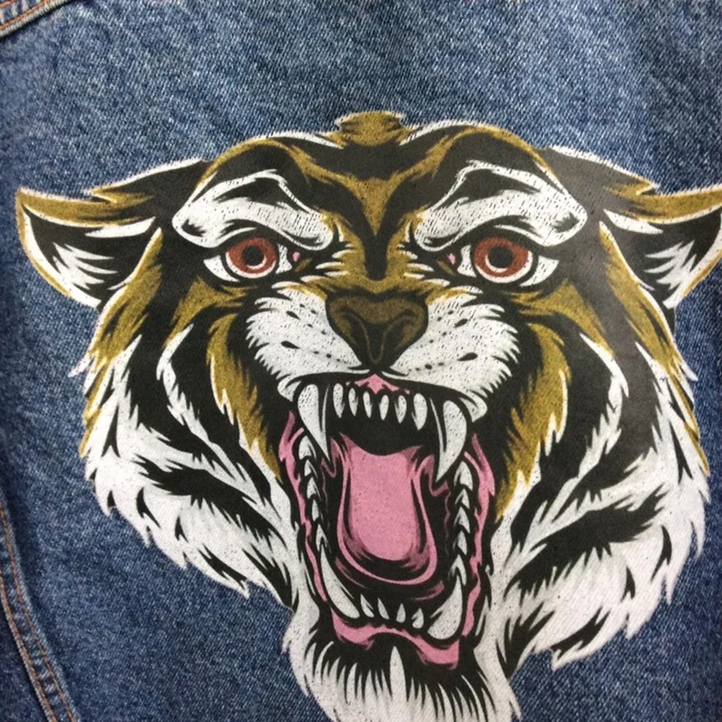 Vintage Tiger Denim Trucker Jacket – Hand-Customised - Image 2