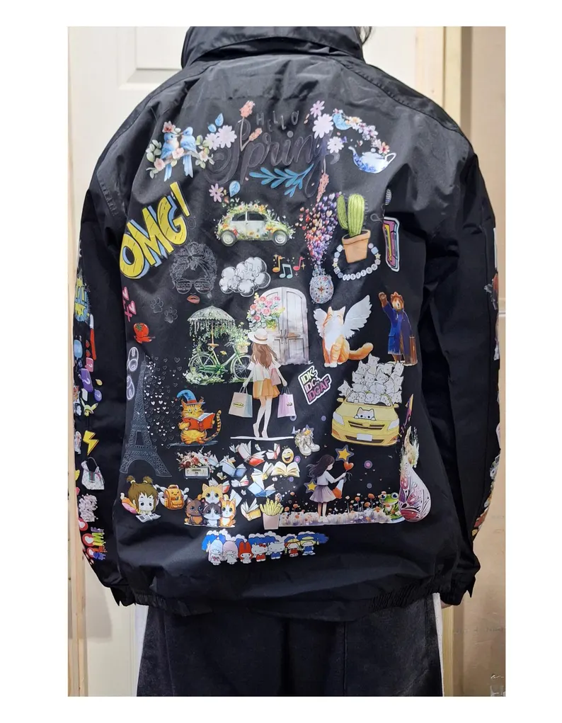 Vintage Hello Spring Fleece-Lined Bomber Jacket – Custom Design - Image 2