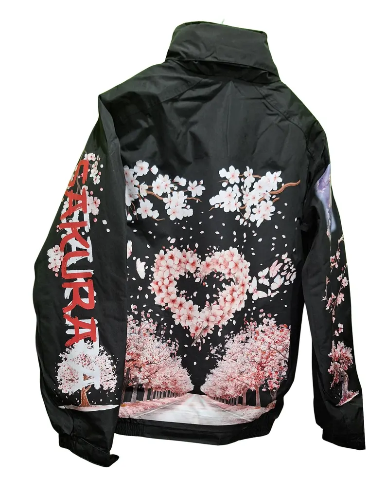 Japanese Sakura Fleece-Lined Bomber Jacket – Custom Design - Image 3