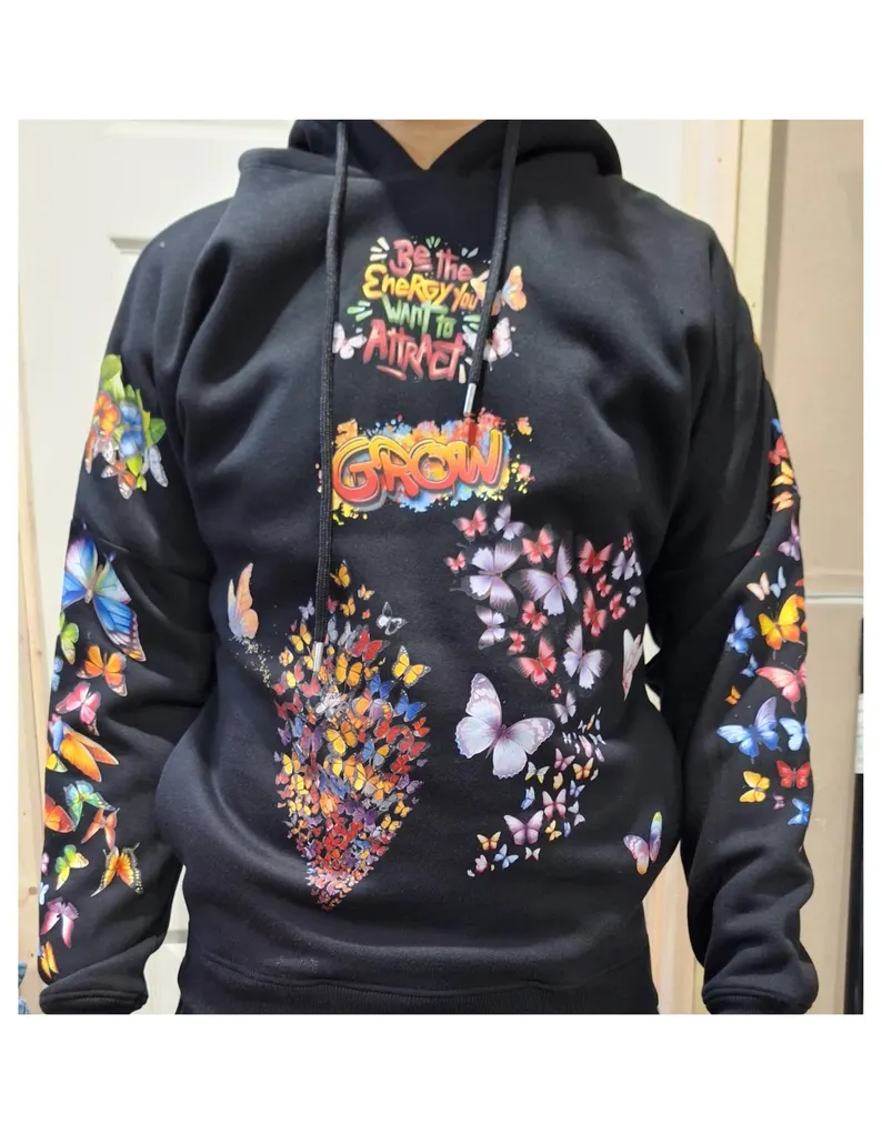Butterfly Customised Graphic Hoodie – Unisex Heavyweight Streetwear - Image 3