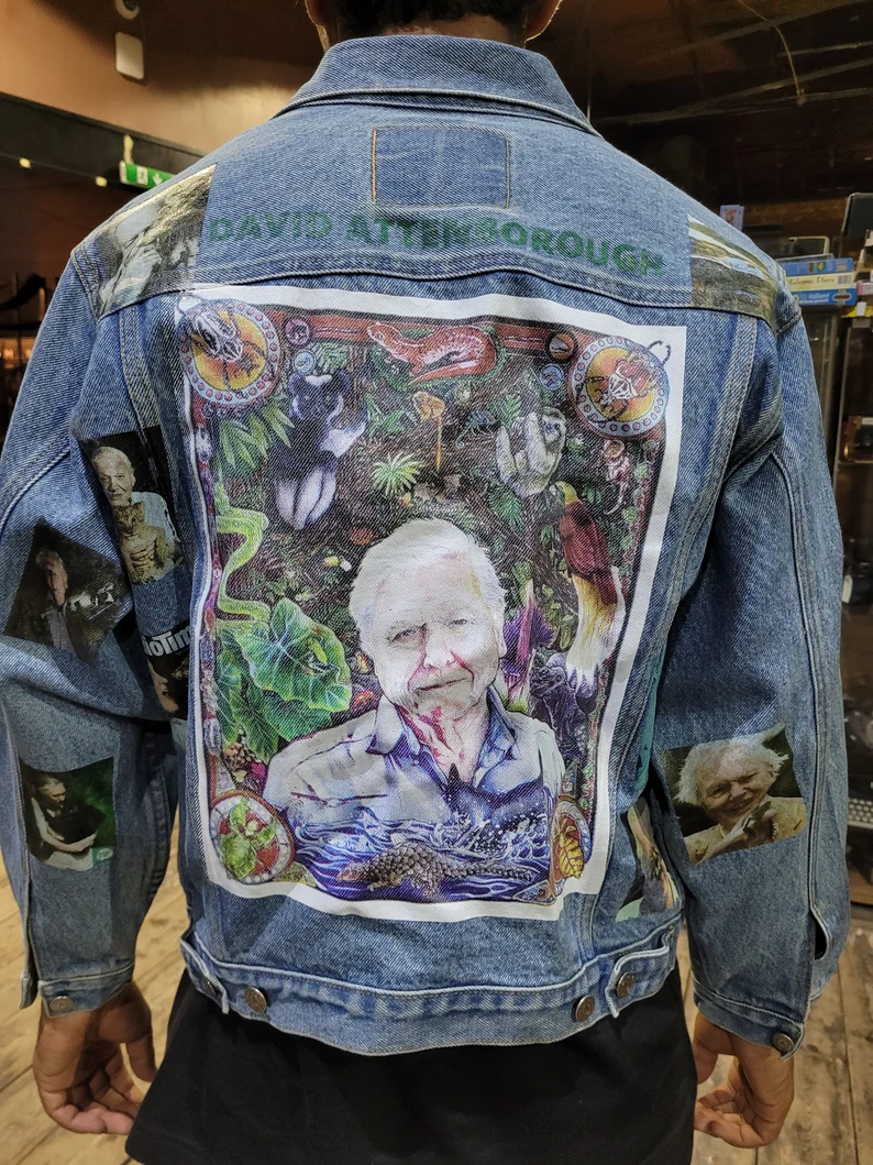 Vintage David Attenborough Denim Trucker Jacket – Hand-Customised