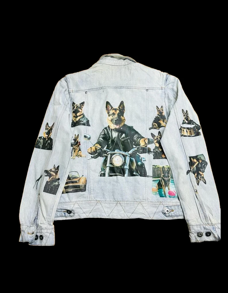 German Shepherd Customised Vintage Denim Trucker Jacket – S-XXL - Image 3