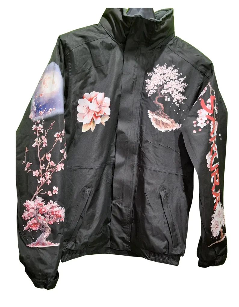 Japanese Sakura Fleece-Lined Bomber Jacket – Custom Design - Image 4