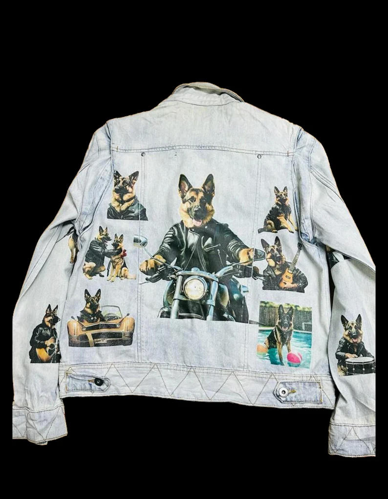 German Shepherd Customised Vintage Denim Trucker Jacket – S-XXL - Image 4