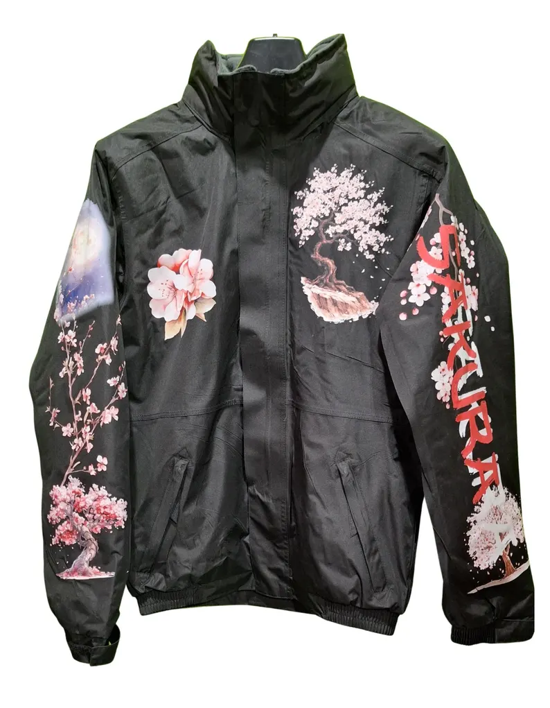 Japanese Sakura Fleece-Lined Bomber Jacket – Custom Design - Image 5