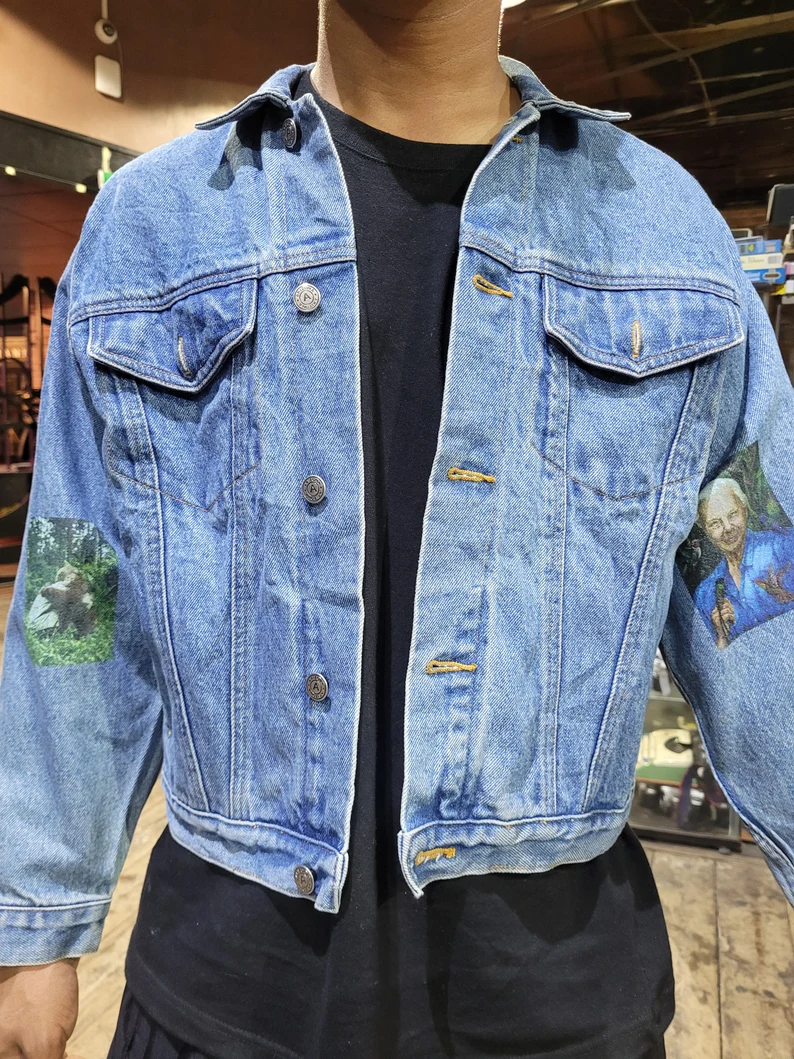Vintage David Attenborough Denim Trucker Jacket – Hand-Customised - Image 6
