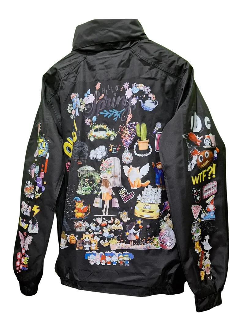 Vintage Hello Spring Fleece-Lined Bomber Jacket – Custom Design - Image 7