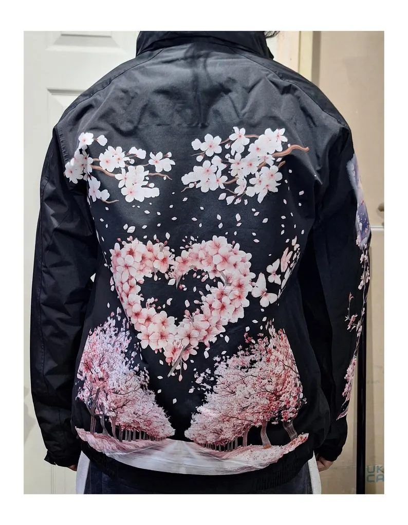Japanese Sakura Fleece-Lined Bomber Jacket – Custom Design - Image 7