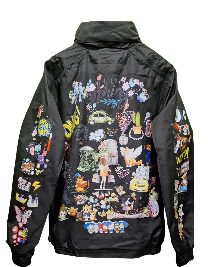 Vintage Hello Spring Fleece-Lined Bomber Jacket – Custom Design - Image 8