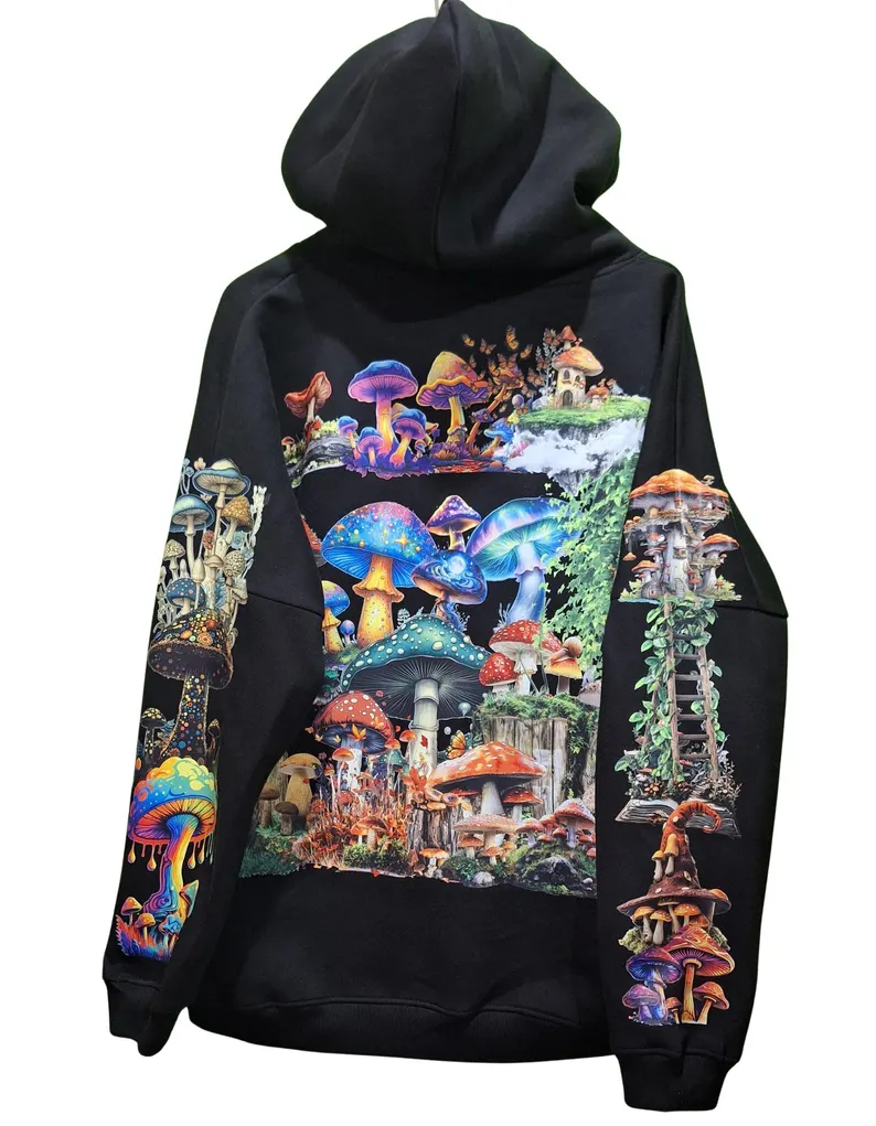 Mushroom Graphic Hoodie | Unisex Heavyweight Printed Pullover | 330 GSM Streetwear Sweatshirt