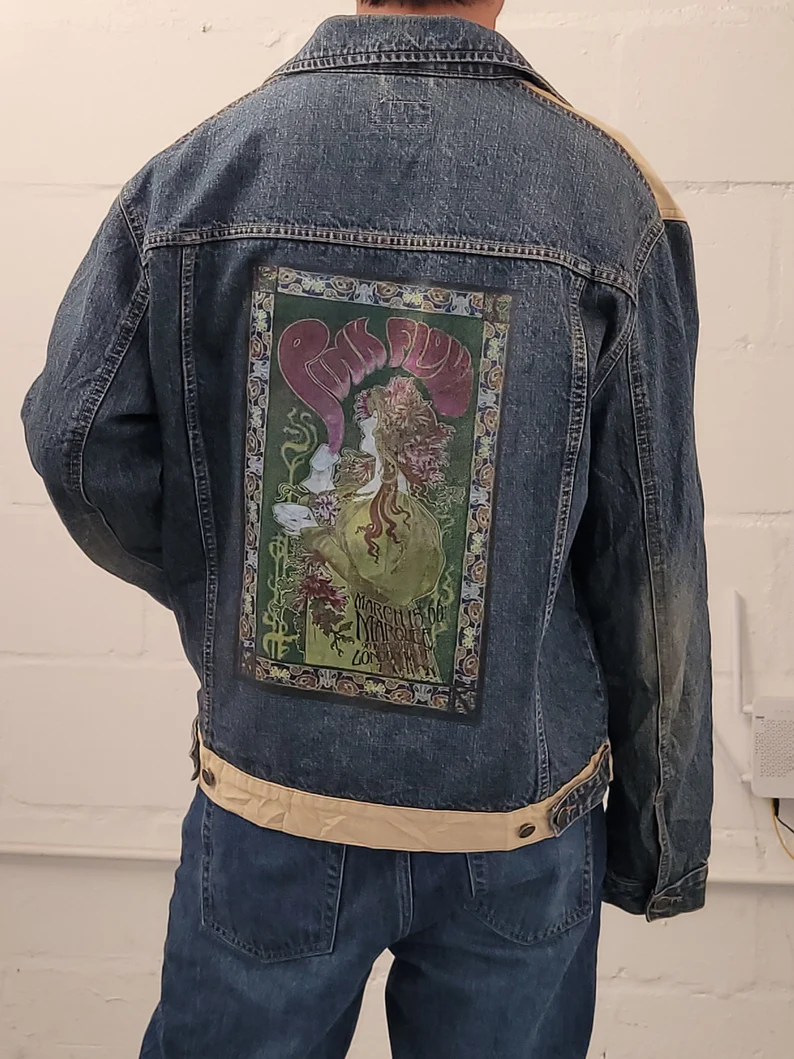 Pink Floyd Vintage Denim Jacket – 80s/90s Custom Printed Trucker Jacket - Image 4