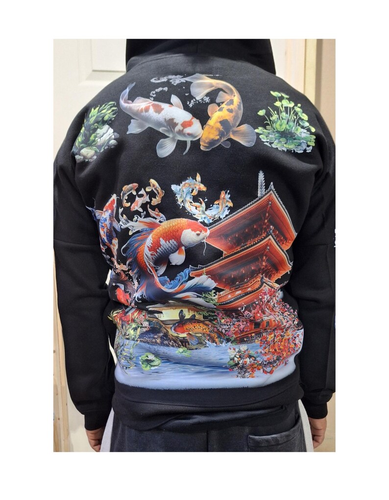 Koi Fish Theme Custom Graphic Printed Hoodie | Unisex Japanese Koi Fish Hoodie | 330 GSM Heavyweight Streetwear Hoodie