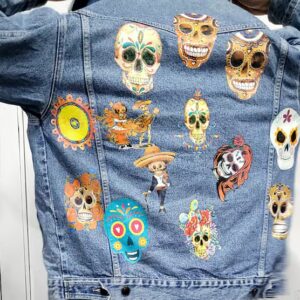 Kuromi Cat Design Custom Graphic Vintage Denim Jacket | 80s 90s Trucker Jacket | Japanese Kawaii Streetwear Jacket
