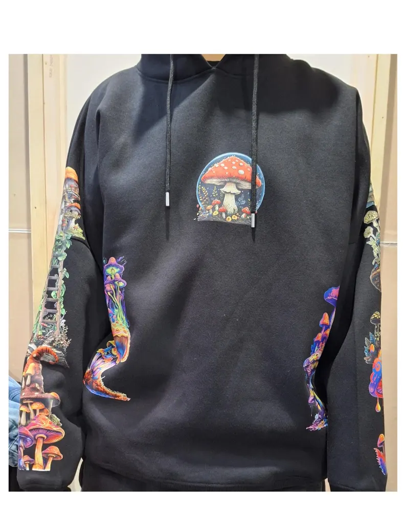 Mushroom Graphic Hoodie | Unisex Heavyweight Printed Pullover | 330 GSM Streetwear Sweatshirt - Image 4