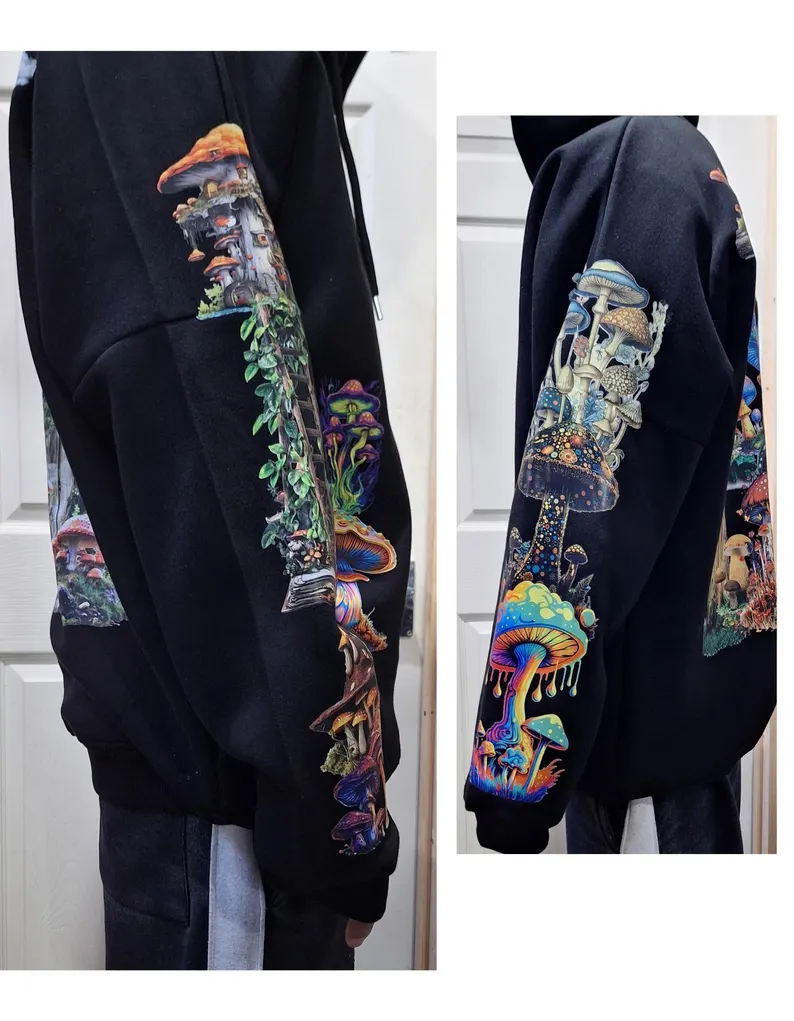 Mushroom Graphic Hoodie | Unisex Heavyweight Printed Pullover | 330 GSM Streetwear Sweatshirt - Image 5
