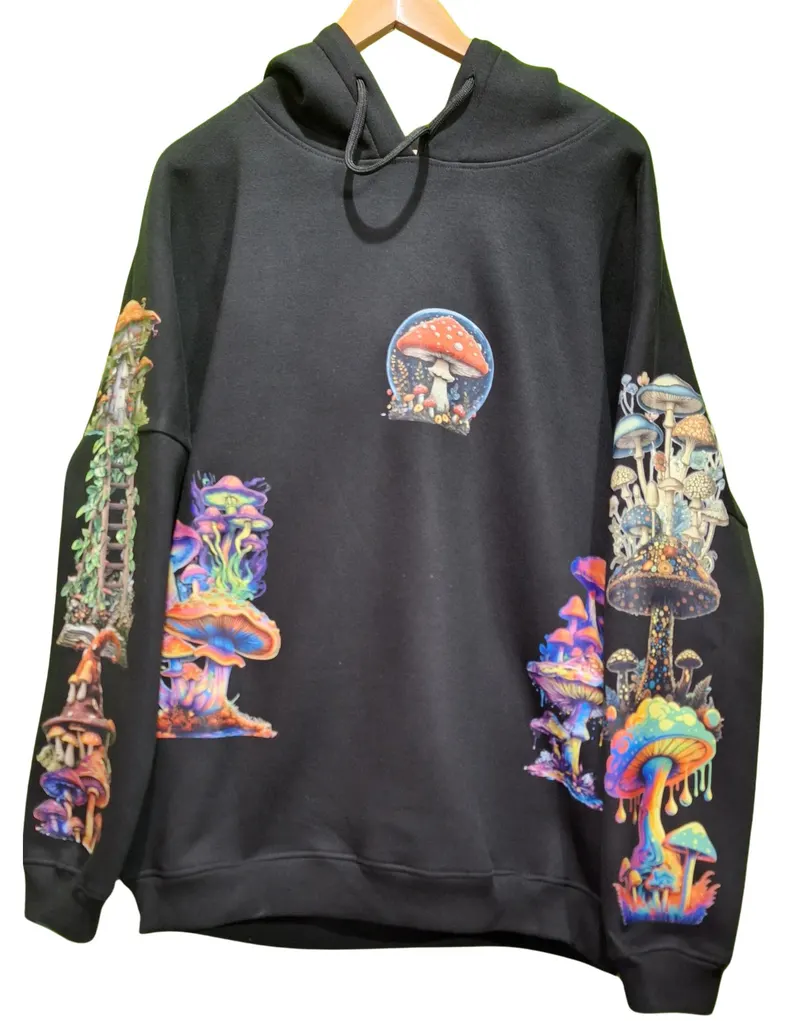 Mushroom Graphic Hoodie | Unisex Heavyweight Printed Pullover | 330 GSM Streetwear Sweatshirt - Image 7