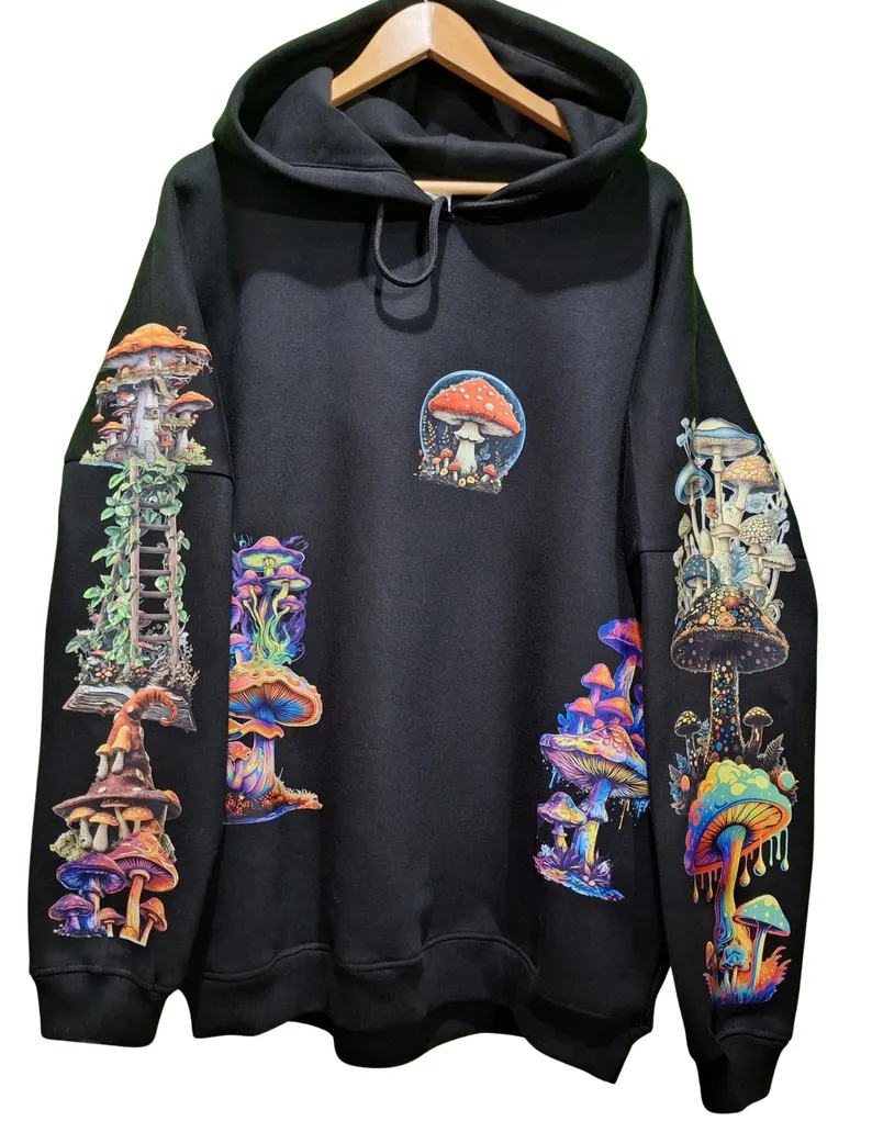 Mushroom Graphic Hoodie | Unisex Heavyweight Printed Pullover | 330 GSM Streetwear Sweatshirt - Image 8