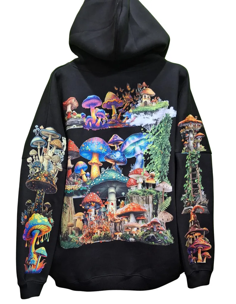Mushroom Graphic Hoodie | Unisex Heavyweight Printed Pullover | 330 GSM Streetwear Sweatshirt - Image 9